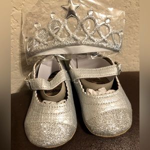 2pc Myggpp Toddler Silver Soft Shoes Set